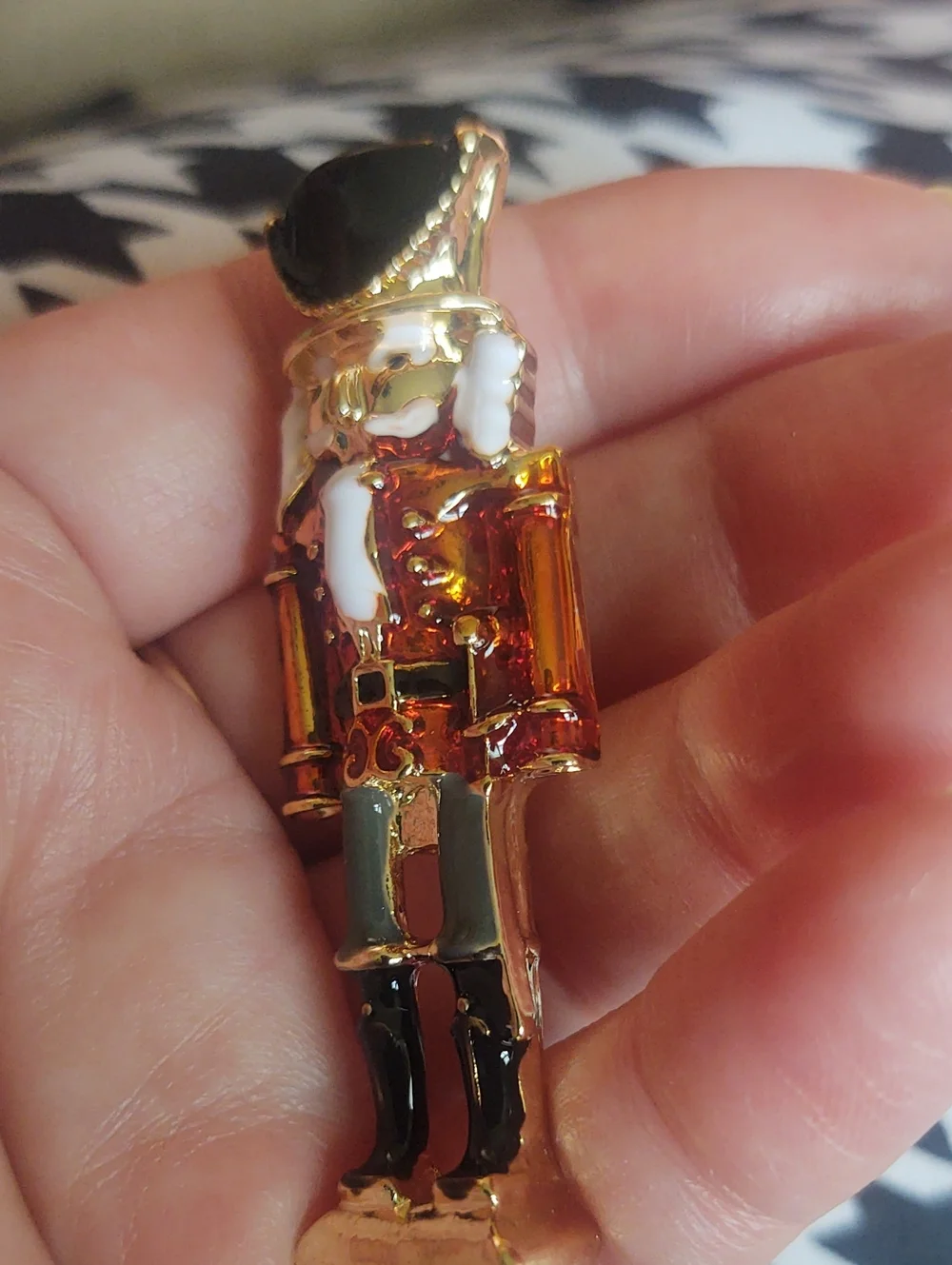 Red Enamel Nutcracker Brooch